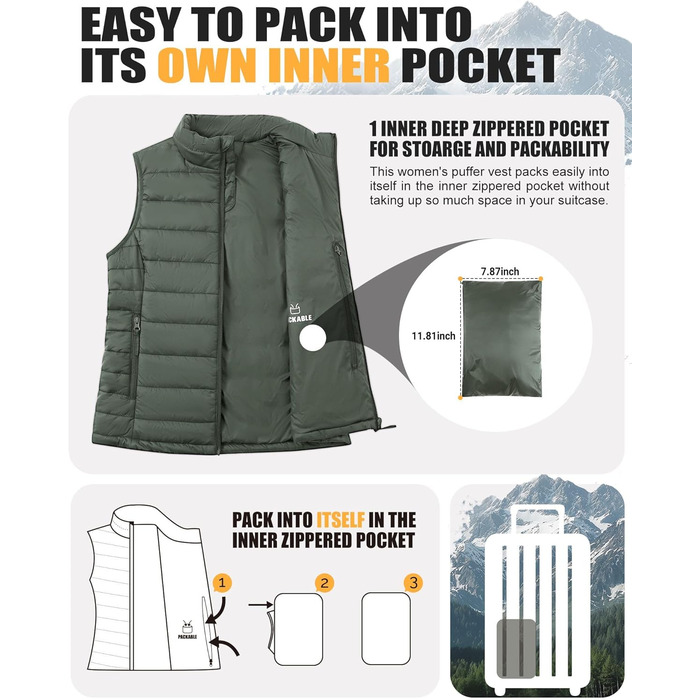 Стежка жилетка Outdoor Ventures для жінок, армійного кольору, розмір XL - тепла спортивна жилетка для туризму та велоспорту