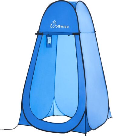 WofWise Portable Pop-Up Shower Toilet Tent - Outdoor Privacy Shelter for Camping, Hiking, Beach & Travel (Blue, XL)