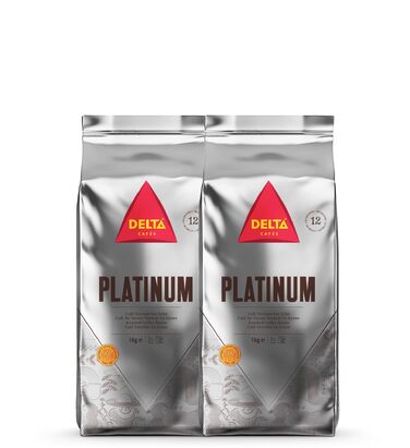 Кава в зернах Delta Cafés Platinum, інтенсивність 12, суміш арабіки з нотками меду та стиглих фруктів, 2 кг (2 упаковки по 1 кг)