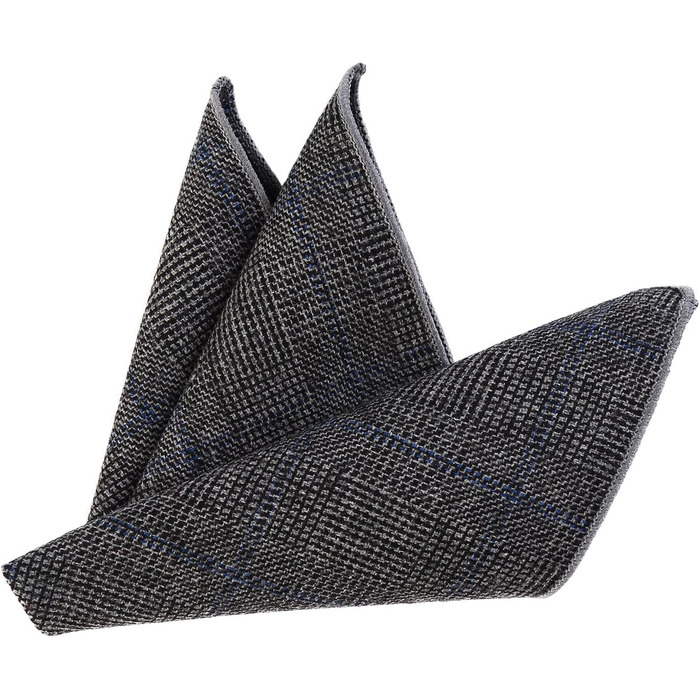 Метелик DonDon чоловічий, бавовняний, в клітку (синьо-чорно-сірий), з нагрудною хустинкою 23x23 см, стиль твід