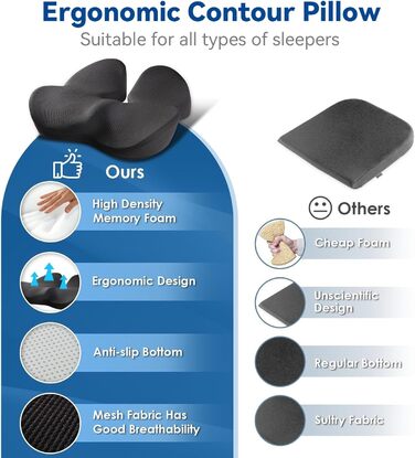 Подушка ортопедична для сидіння Warmiehomy з піни Memory Foam для офісного крісла, автомобіля, при геморої та болях в куприку 38.5x45.5x11.5 см