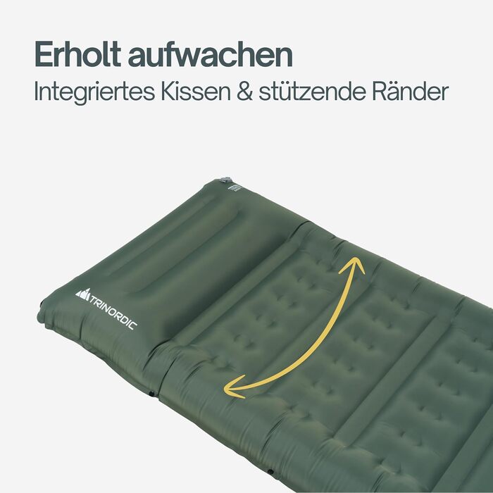 Каремат надувний екстра-товстий 12 см, ширина 70 см з помпою та подушкою для кемпінгу, туризму та велопоходів