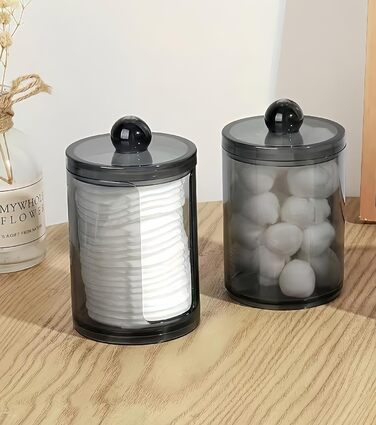 Набір ватних паличок PUTOAHAO 3 шт. з контейнером для зберігання, органайзер для косметичного столика, чорний