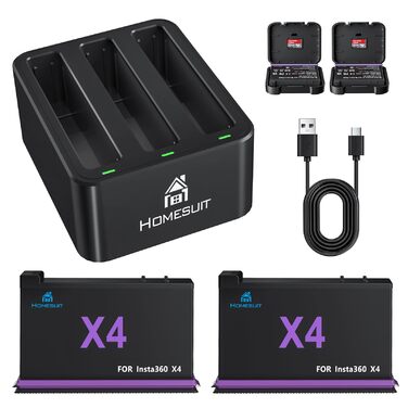 Акумулятор Insta360 X5 2 шт. + LED зарядний пристрій (2850mAh) + Micro SD картридер - комплект для Insta360 X5