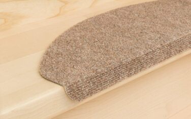 Kettelservice-Metzker Stair Treads / Step Mats, Ramon Half-Round - 15 pcs. Beige - without plastic corner pieces, 15 pcs. Half-Round Beige