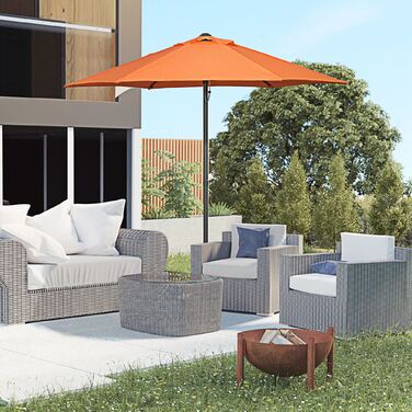 Outsunny Parasol Ø196 cm, Rotating Parasol with Tilt Function, Hexagonal Balcony Parasol Beach Parasol Windproof, Stable Market Parasol Crank Parasol Sun Protection for Beach, Balcony, Garden, Orange | Aosom