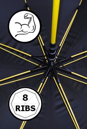 COLLAR AND CUFFS London XL Golf Umbrella - Windproof, Fiberglass Ribs, Automatic Open/Close - Red & Yellow