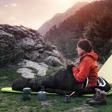 Спальний мішок мумії, ультралегкий, компактний, чорний. Підходить для дітей та дорослих, для активного відпочинку та кемпінгу.