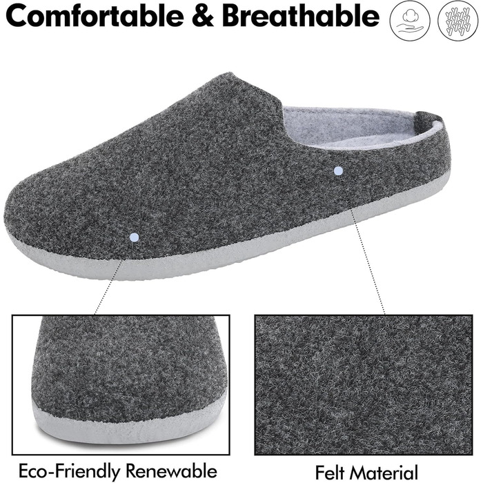 Тапочки домовими з фетру Mishansha для жінок та чоловіків, зимові, зручні, чорні, розмір 36-48