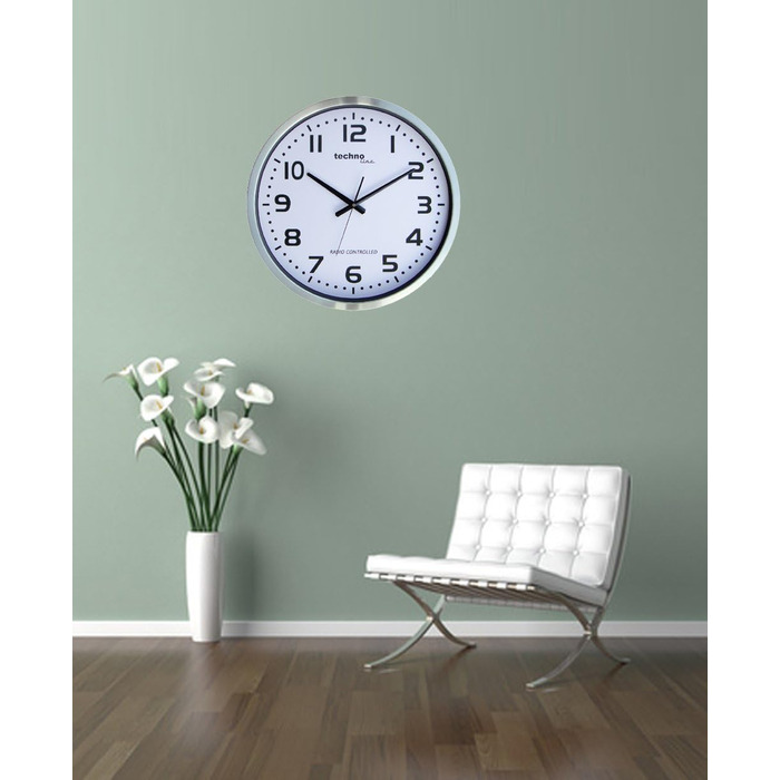 Technoline, WT 8995 Jumbo Funk Wall Clock, Ø 50cm, Metal Frame, Silver