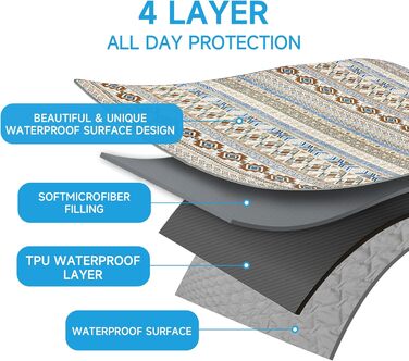 Двостороння водонепроникна ковдра для собак, чохол на ліжко для собак у стилі бохо, ковдра для домашніх тварин, захист дивану/крісла для цуценят, котів, дітей, пральна машина, зворотна сторона (Бежевий медальйон, 178 x 76 см)