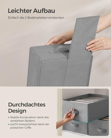 SONGMICS Closet Organizer 6-Piece Set, Storage Box with 6 Compartments, Drawer Organization System, Foldable Storage Boxes, 42 x 30 x 17 cm, for Pants, Clothes, dove-grey RUS009G03