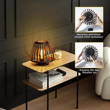 Стіл MJ PREMIER Kabeose Meta з LED-лампою та таймером для вітальні та спальні, білий (L, чорний каркас)