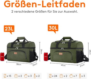 Термосумка LifeWit 30L, 32 банки, зелена: для пікніка, пляжу, роботи, подорожей