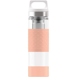 SIGG Hot & Cold Glass Thermo Bottle (0.4 L), non-toxic and insulated drinking bottle, glass thermo bottle with silicone protection (Shy Pink)
