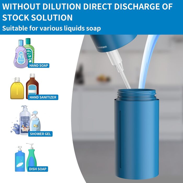 Автоматичний дозатор мила, електричний, для кухні та ванної кімнати, чорний (небесно-блакитний)