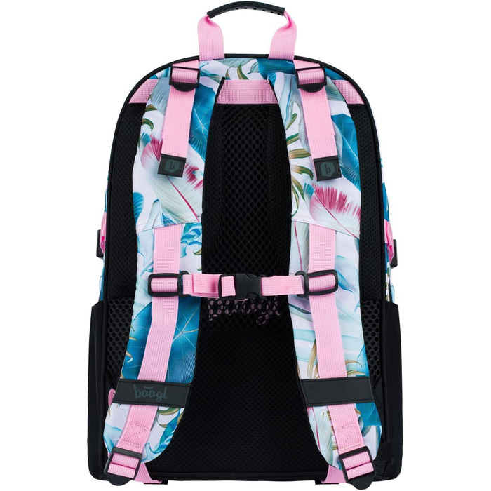 Шкільний рюкзак Baagl для хлопчиків та дівчаток - рюкзак на скейтборді з відділенням для ноутбука та нагрудним ременем, для школи, старшої школи, середньої школи, принт Skate Leafs