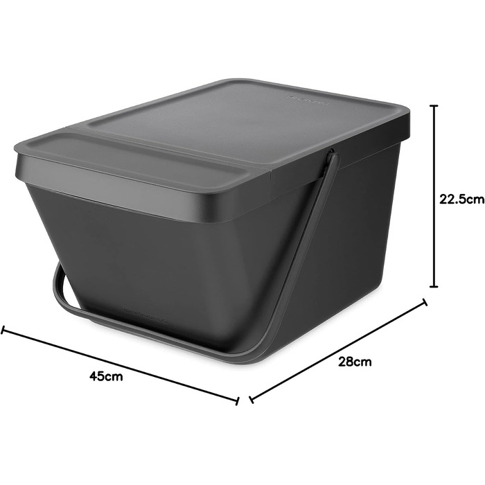 Сміттєвий кошик Brabantia Sort & Go з кришкою, 20 л, сірий — компактний контейнер для сортування відходів та тари