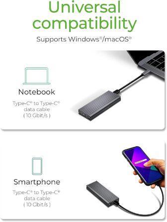 Зовнішній корпус для M.2 PCIe SSD ICY BOX IB-1817M-C31, USB 3.1 Type-C, алюмінієвий, антрацит