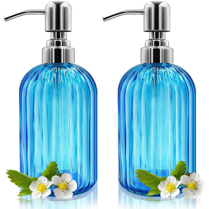 Набір дозаторів для мила 2 шт., 400 мл, скляні з нержавіючою сталею, для ванної, кухні, преміум-якість