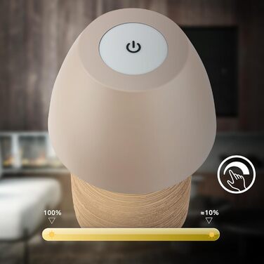 LED настільна лампа BRILONER бездротова IP44 з сенсором, диммуванням, керамічним цоколем, для дому та саду, 13,5x22 см, Бежева