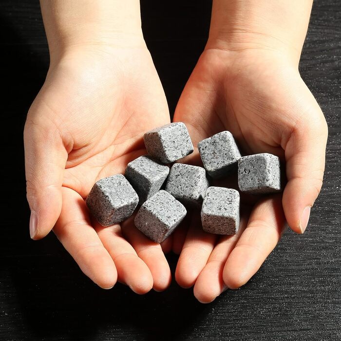 Склянки для віскі з гранітними кубиками, набір 2 шт, 310 мл, дерев'яна подарункова коробка