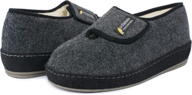 Чоловічі фетрові домашні тапочки Schawos 6064, теплі, з вовняним утеплювачем, неслизькі, на липучці, 41 EU, темно-сірі