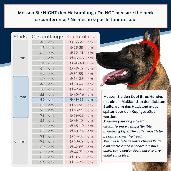 Нашийник для собак з обхватом шиї 49-53 см, нержавіюча сталь V4A, з запобіжником, ланцюговий, 5 мм, довжина 64 см