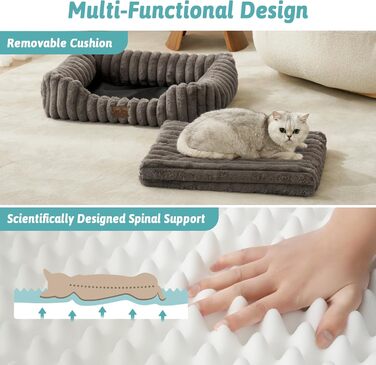 Ортопедичне собаче ліжко COZY KISS, м'яке, для собак маленьких та середніх порід, з високим бортиком, 76 x 58 x 18 см (Сірий)