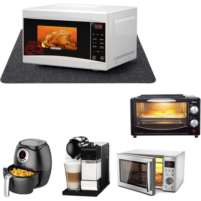 Термостійкі підкладки під кавомашину, мікрохвильову піч, тостер, фритюрницю (2 шт., 30x45 см, чорний)