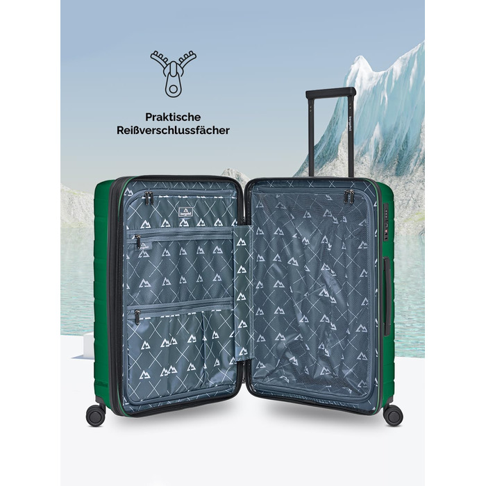 Чемодан середній з жорстким корпусом, розширюваний, 45 x 27 x 66 см, з подвійними колесами та TSA-замком, 3.7 кг, з високоякісного поліпропілену, унісекс, Emerald Green Metallic