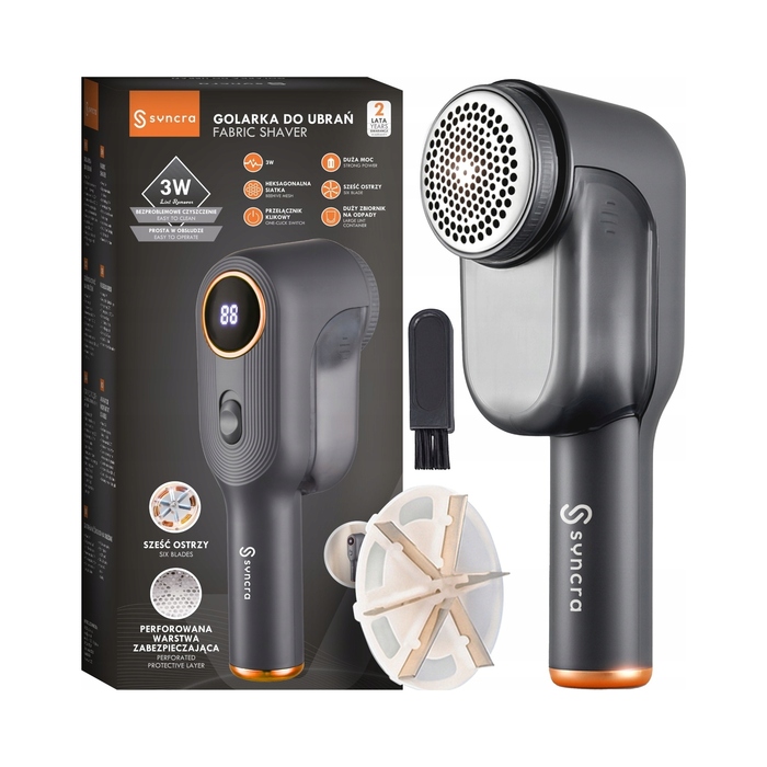 Електрична машинка для видалення ковтунів Syncra FiberPro з LCD-дисплеєм