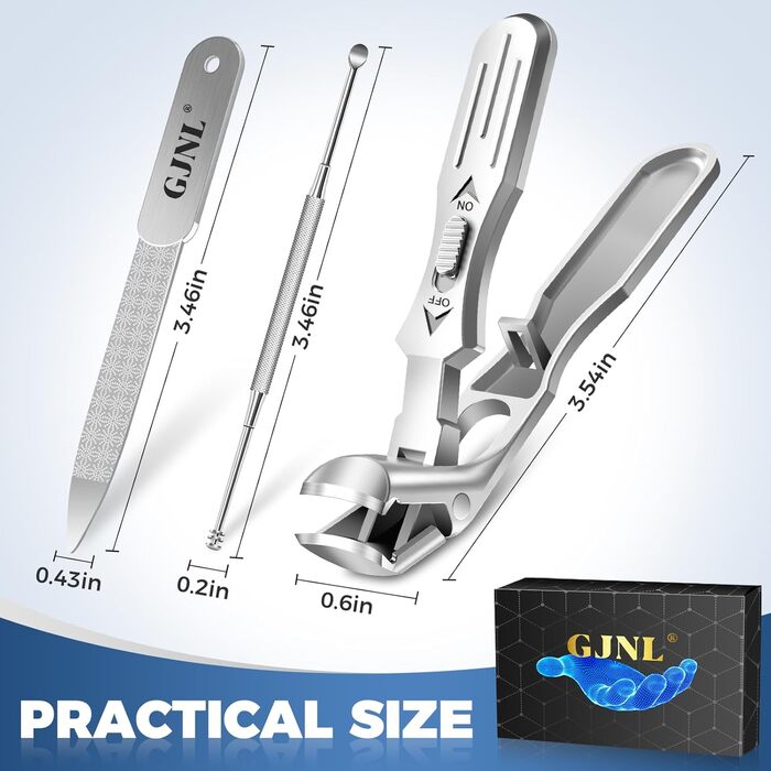 Нігтеріз для літніх людей з товстими нігтями, кутовий гострий нігтеріз для великих пальців ніг, з захистом від заклинювання, широкий отвір для нігтів, нігтеріз для товстих пальців ніг, преміум якість (сріблястий)