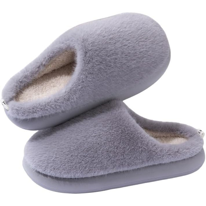 Теплі домашні тапочки з плюшем для жінок (40/41.5 EU, сірі) - антиковзаюча підошва