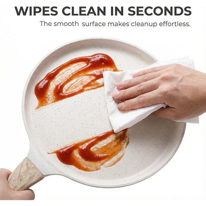 Сковорода для млинців Hiceeden антипригарна 26 см з розширювачем, для всіх плит (індукція), без PFOA, біла