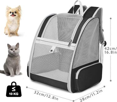 Рюкзак для тварин: переноска для котів та собак до 10 кг, дихаюча, легка, для подорожей