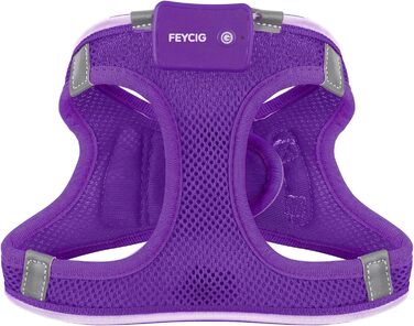 Світлодіодне шлейка для собак з підзарядкою - світлотехнічна шлейка, світловідбиваюча для цуценят, собак середніх розмірів, нагрудна шлейка, дихаюча шлейка (фіолетовий, L)