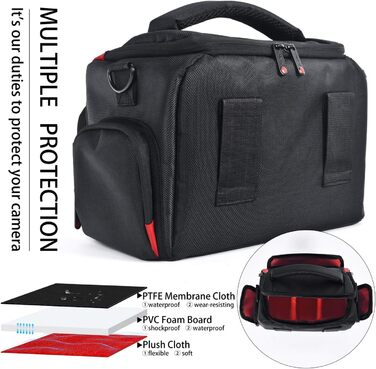 Сумка для камери FOSOTO велика, на плече, сумісна з Nikon d5600 d3500 D3200 D3300, Canon, Sony, водонепроникна