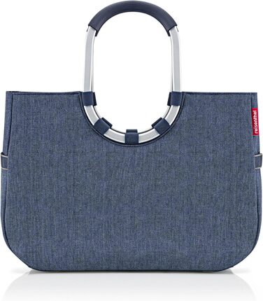 reisenthel Loop Shopper L Herringbone Dark Blue - Shopping Bag with 25L Capacity - B 46 x H 34.5 x D 25 cm, OR4113