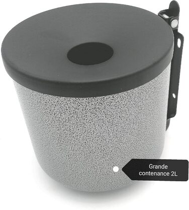 Outdoor ashtray, large, robust, made of hardened steel, wall-mounted, 2 l