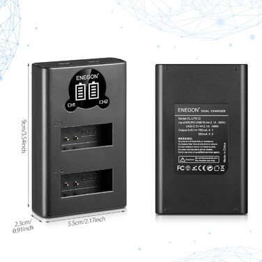 Акумулятор ENEGON LP-E12 1200mAh для Canon EOS M50, M50 Mark II, M, M2, M10, M100, M200, Rebel SL1, 100D, Kiss X7, PowerShot SX70 HS