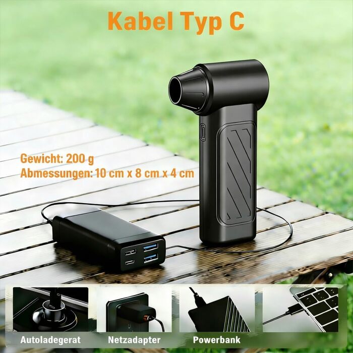 Електричний пилосос для прибирання повітрям, 180000 об/хв, акумулятор 8000mAh, 4 швидкості, для ПК, клавіатури, авто, вулиці (ABS-2)