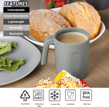 Набір посуду з PP | Легкий та незламний сервіз з 16 предметів для дітей та дорослих, тарілки, миски, чашки