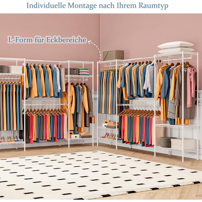 Розширюваний вішак для одягу, металева штанга для одягу, розсувний гардероб з гачками (білий)