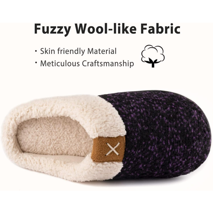 Тапочки домовими ULTRAIDAS для жінок, теплі плюшеві, з піною Memory Foam, розмір 42.5/44 EU, фіолетові
