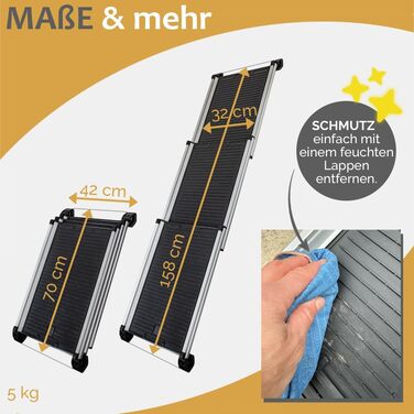 Рампа для собак у автомобіль Teleskop, висувна, алюміній, до 90 кг, протиковзка, для SUV