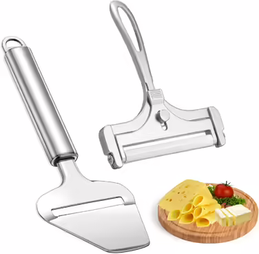 Stainless Steel Cheese Slicer Set and Cheese Slicer for Soft, Semi-Hard, Hard Cheese Kitchen Tool 2-Piece Set