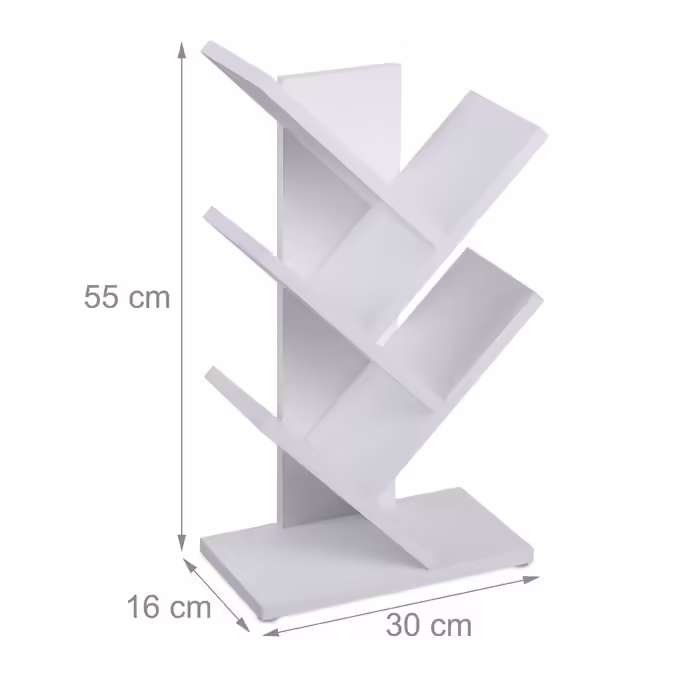 Relaxdays White Bookshelf in Tree Shape