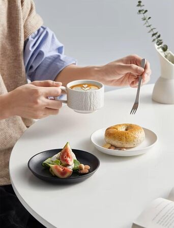 Набір з 4 чашок для еспресо Saumo з підблюдниками (кераміка, 175 мл, білий) – сучасний дизайн для дому, офісу та особливих випадків