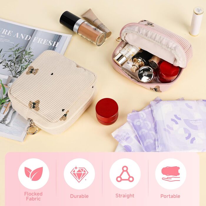 Набір косметичок Desing Wish 2 шт. (міні + велика) – рожевий та хакі, бежевий та чорний